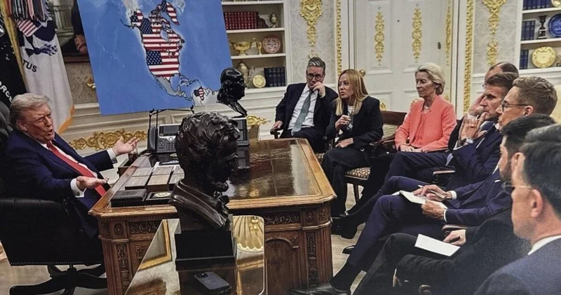 Трамп Еуропаға Канада мен Гренландия АҚШ құрамына енген картаны көрсетті