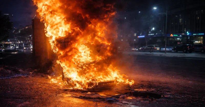 Грузовик загорелся посреди дороги в Астане