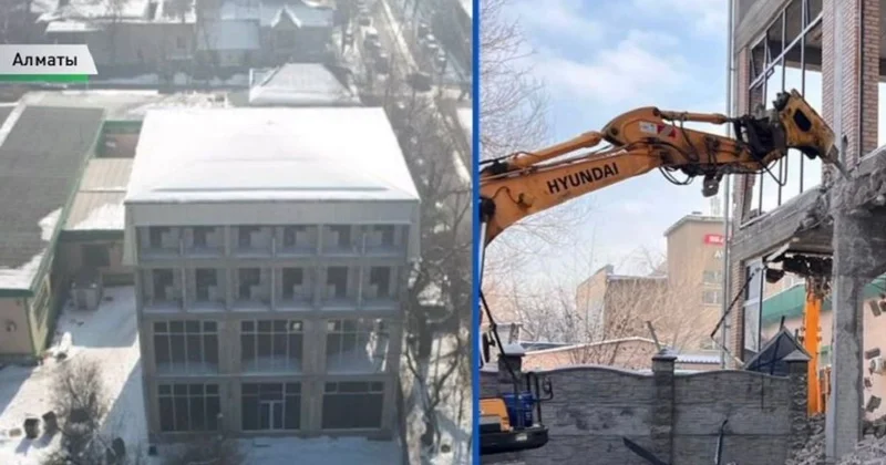 Сказано сделано : в Алматы снесли очередное здание (видео)