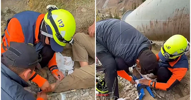 Мужчина подвернул ногу во время спуска со склона.