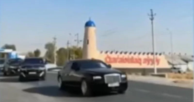 Кортеж из элитных авто остановили в Туркестанской области (видео)