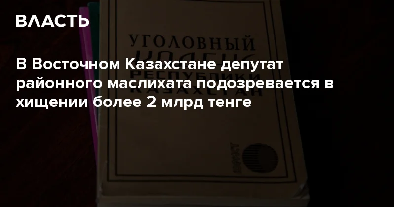 В Восточном Казахстане депутат районного маслихата подозревается в хищении более 2 млрд тенге Аналитический интернет журнал Власть