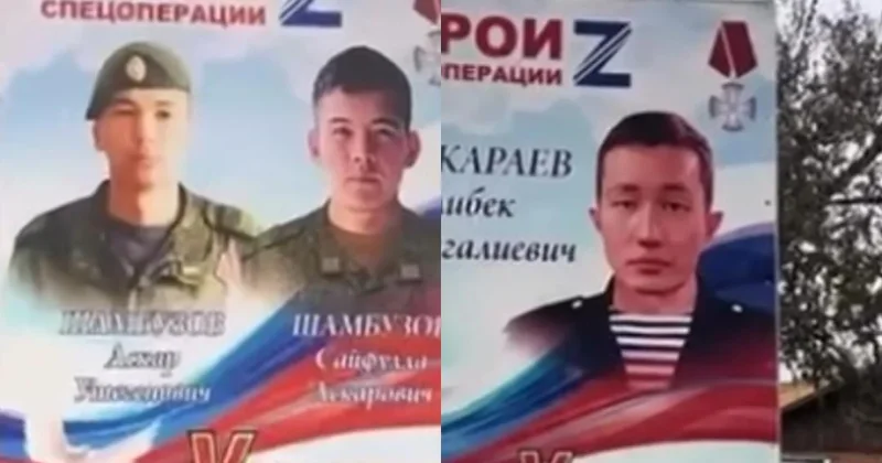 В Астраханской области показали село с фотографиями казахов, погибших на войне в Украине