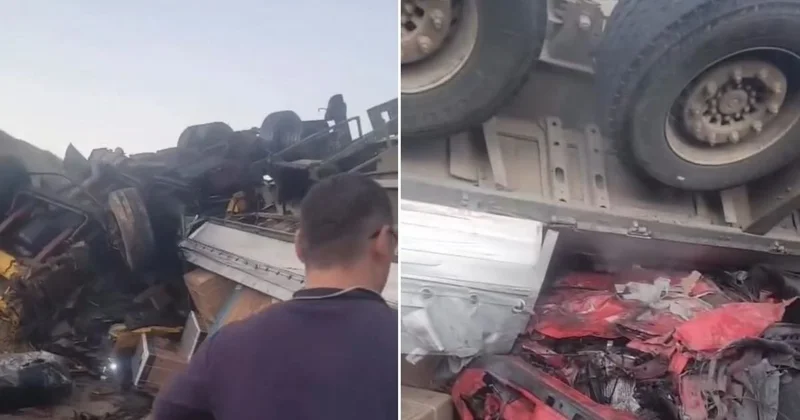 Грузовик раздавил легковое авто близ Талдыкоргана: страшное ДТП попало на видео