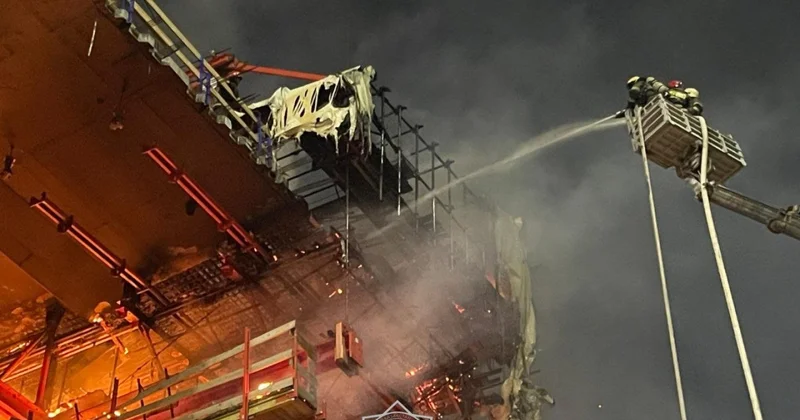 Пожар вспыхнул на строящемся мосту в Павлодаре