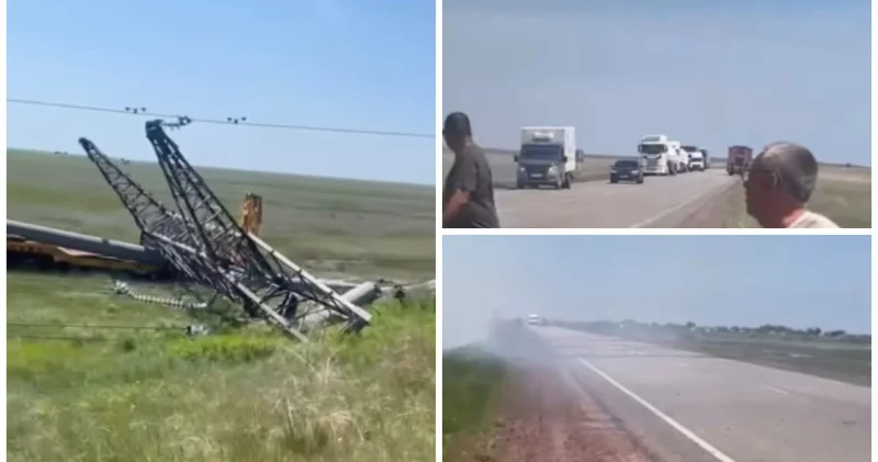Ақмола облысында ЭЖЖ тірегі жолдың жүру бөлігіне құлады: жол учаскесі жабылды