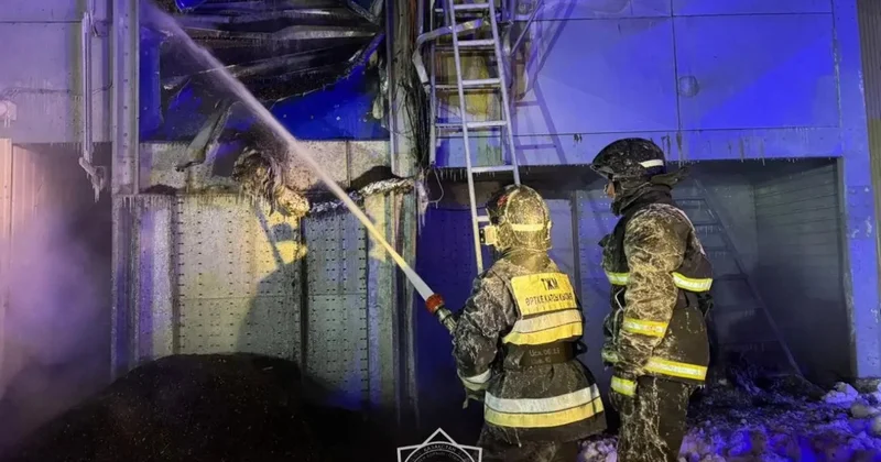 Петропавлда құтқарушылар 30 градус аязда кәсіпорындағы өртті сөндірді