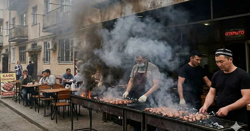 Над городом плывет шашлычный дым