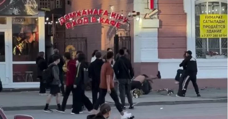 Двое мужчин устроили драку у кафе в Костанае (ВИДЕО)