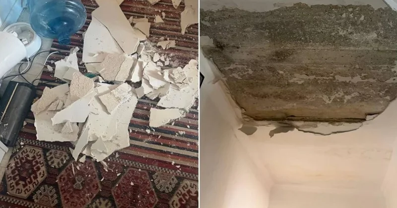 Атырауда үйдің төбе сылақтары түсіп қалды: анасы балаларына алаңдап отыр
