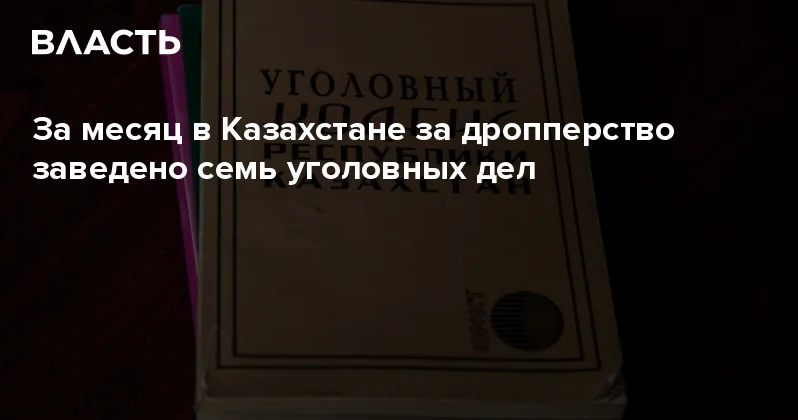 За месяц в Казахстане за дропперство заведено семь уголовных дел Аналитический интернет журнал Власть