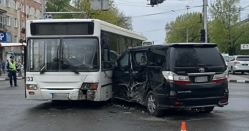 Пассажирский автобус столкнулся с Toyota Alphard в Костанае