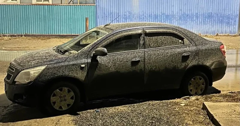 После дождя как после пыльной бури: в Атырау машины покрылись грязью