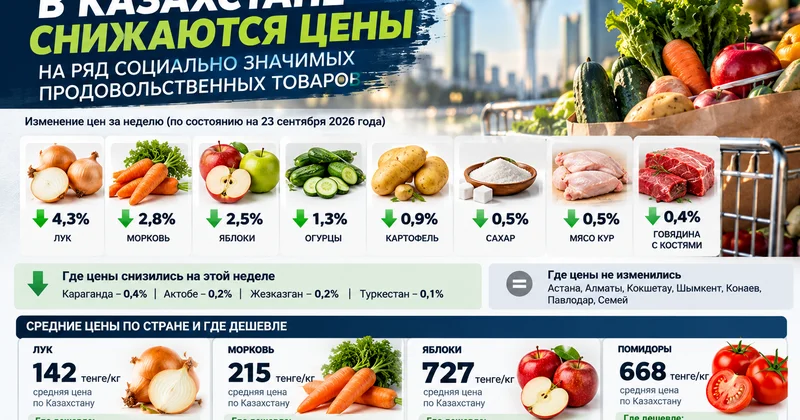 В Казахстане подешевели овощи, фрукты и мясо кур