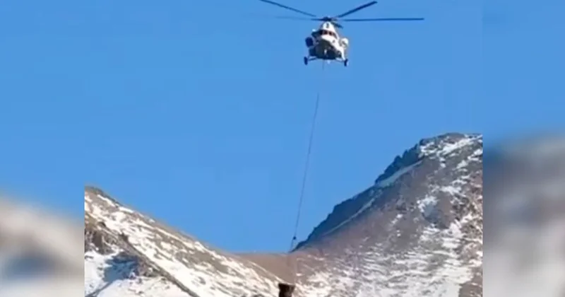 Появилось видео тушения пожара в горах Алматы