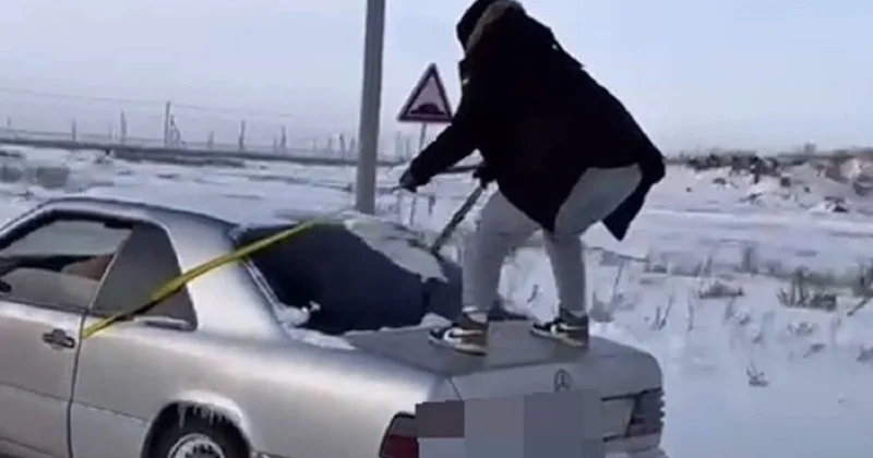 Прокатился на багажнике авто, держась за трос: шутка вышла из под контроля под Астаной