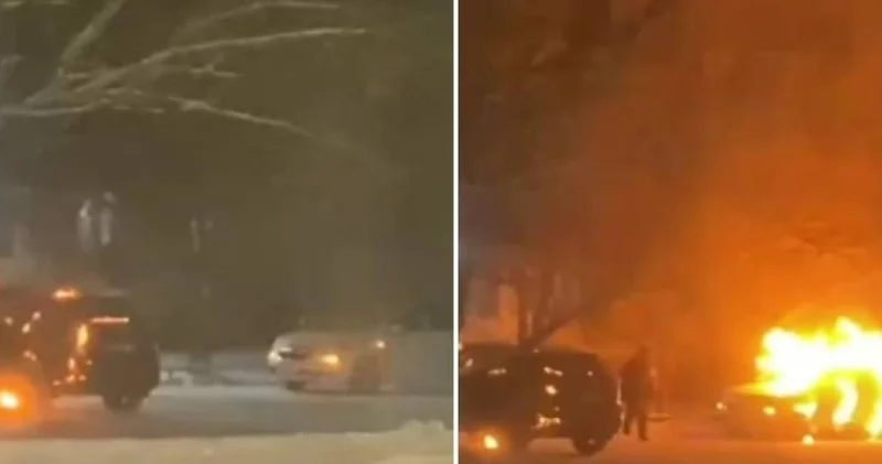 Семейде ер адам екі учаскелік полиция қызметкерінің автокөлігін өртеп жіберді