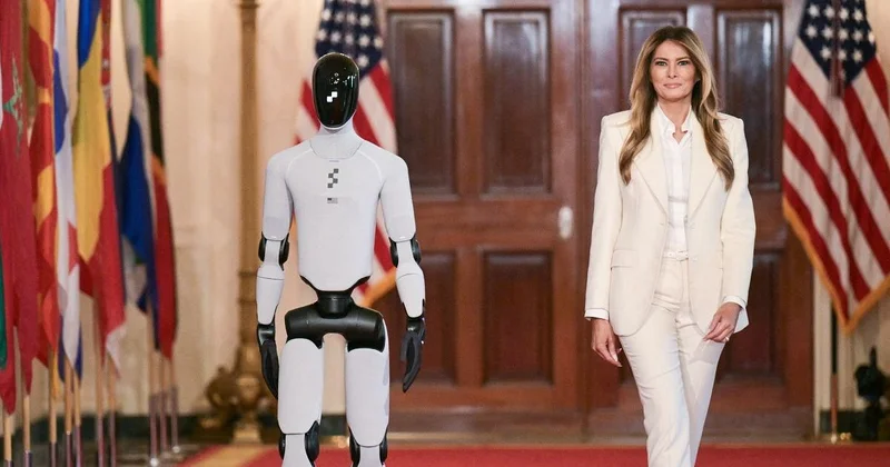 Мелания Трамп появилась в Белом доме в сопровождении ИИ робота