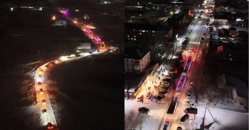 Праздничный автопробег объединил жителей поселка Аршалы Акмолинской области перед Новым годом