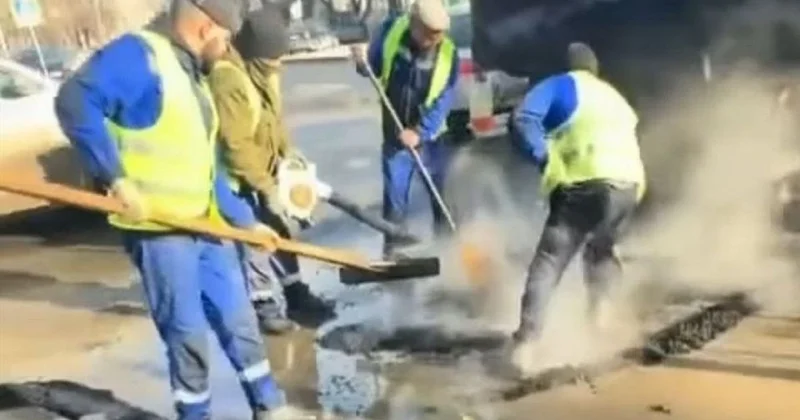 Кладут асфальт в лужи: жители сняли на видео ремонт дорог в Павлодаре