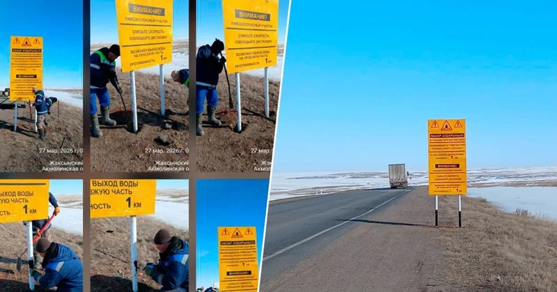 Су тасқыны қаупі: Жолдарға арнайы ескерту белгілері қойылып жатыр