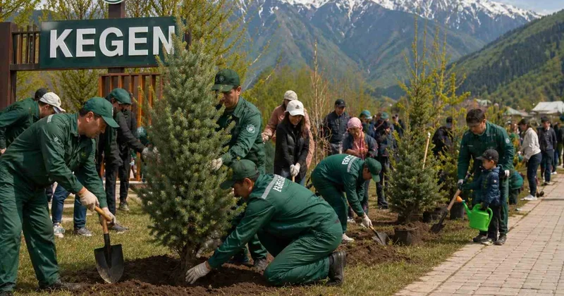 Кегендіктер 5000 ағаш егіп, жасыл қақпа тұрғызады