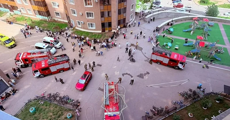Кошка спасена . В 22 этажном жилом доме в Астане произошёл пожар