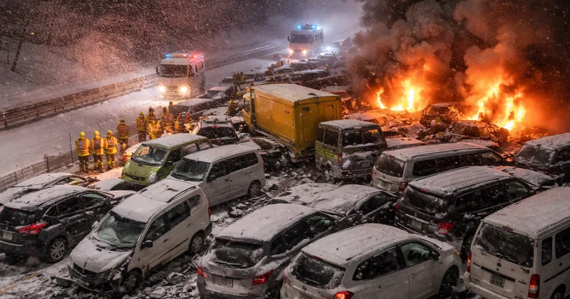 Мега ДТП в Японии: двое погибших, 26 пострадавших