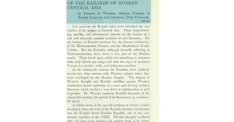 Duke University газетіндегі қазақ фольклоры туралы мақала