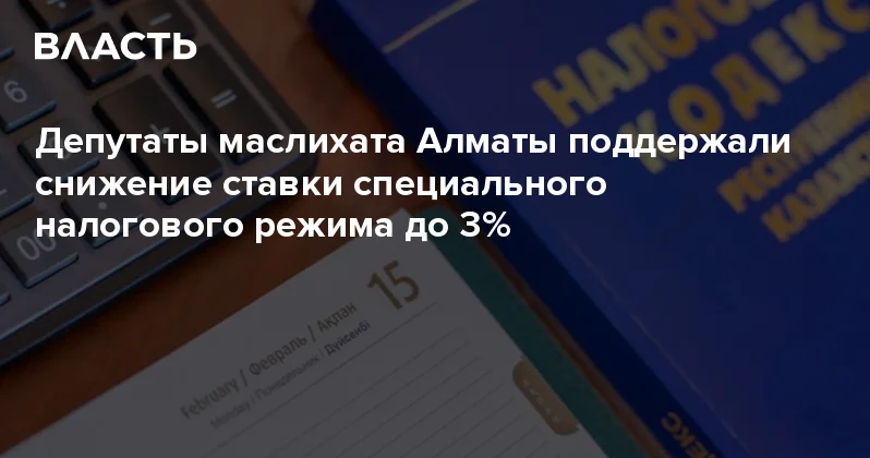 Депутаты маслихата Алматы поддержали снижение ставки специального налогового режима до 3% Аналитический интернет журнал Власть