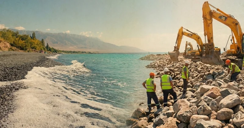Миллиардтар жұмсалған Алакөл: жағалауды бекіту жұмыстары қалай жүріп жатыр