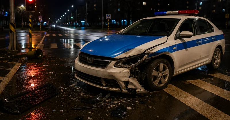 В Павлодаре пьяный мужчина угнал полицейскую машину и попал в аварию
