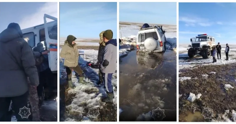 Ақмола облысында жолаушылар көктемгі тұзаққа түсіп қалды