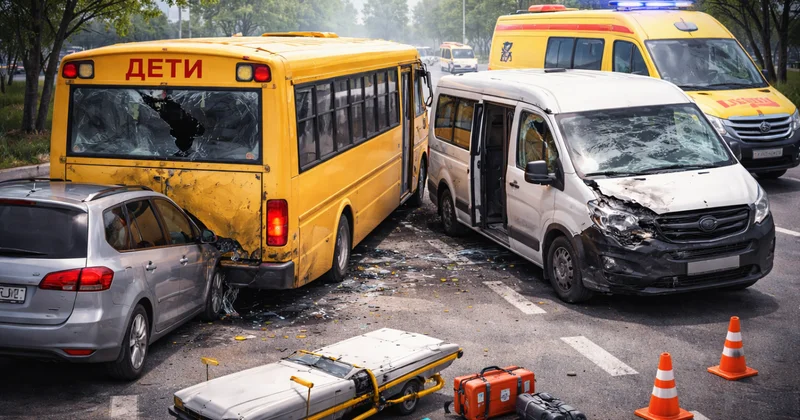 В ЗКО столкнулись школьный и маршрутный автобусы: дети пострадали, водителя задержали
