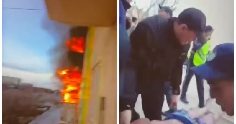 Полицейские вынесли мужчину из горящей квартиры в Жезказгане