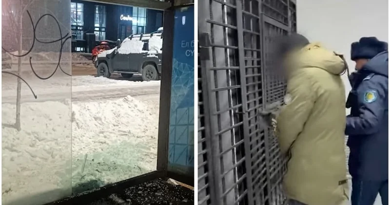 20 суток ареста получил астанчанин после того, как испытал на прочность автобусную остановку
