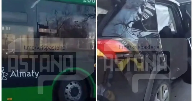 Два водителя пострадали в аварии с участием автобуса в Алматы